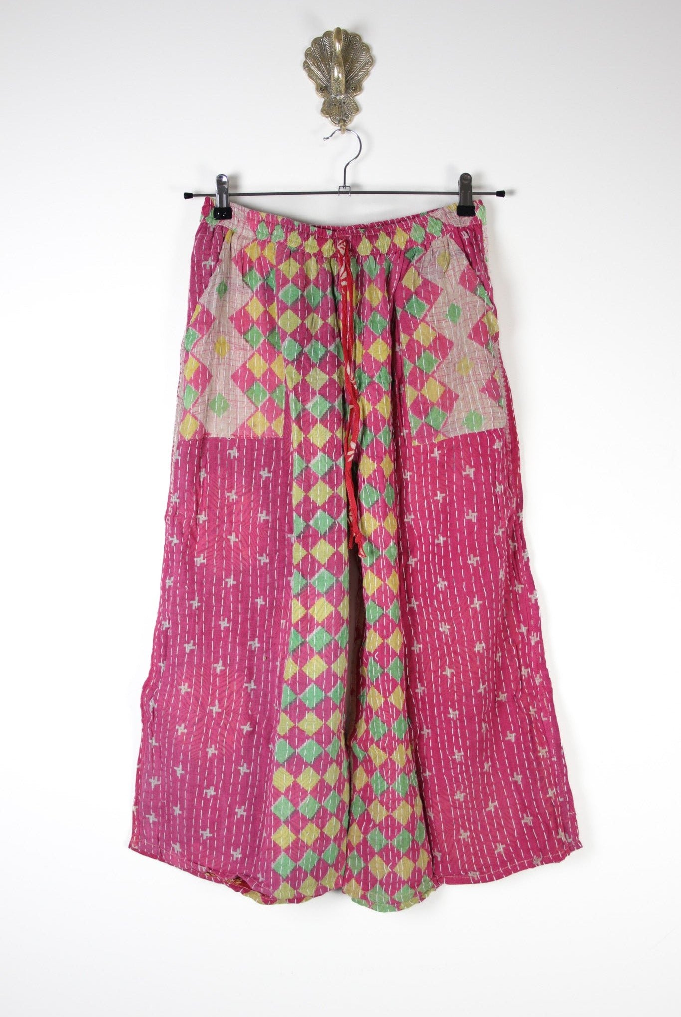 Cropped Kantha Pants M (16654) CroppedPantsMRenewVintage166541 Renew Bohemian Pty Ltd