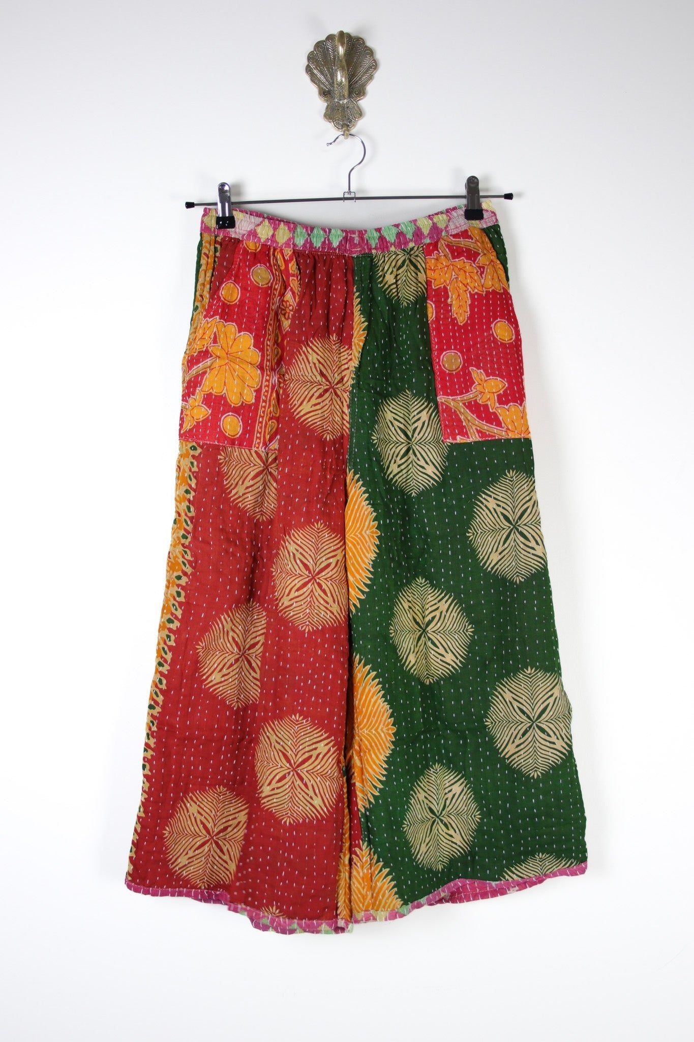 Cropped Kantha Pants M (16654) CroppedPantsMRenewVintage166542 Renew Bohemian Pty Ltd