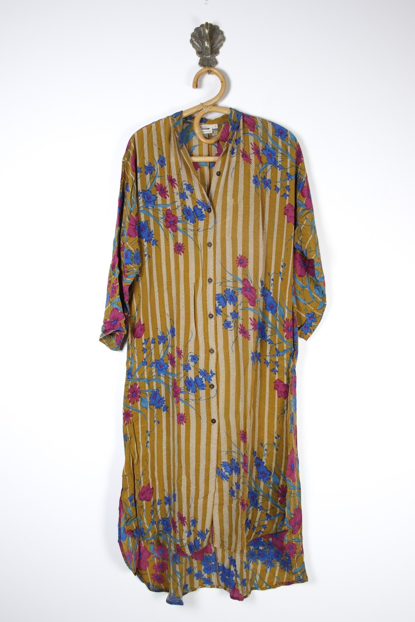 Jasmine Silk Shirtdress S (15294) JasmineShirtdressSRenewVintage152941 Renew Bohemian Pty Ltd