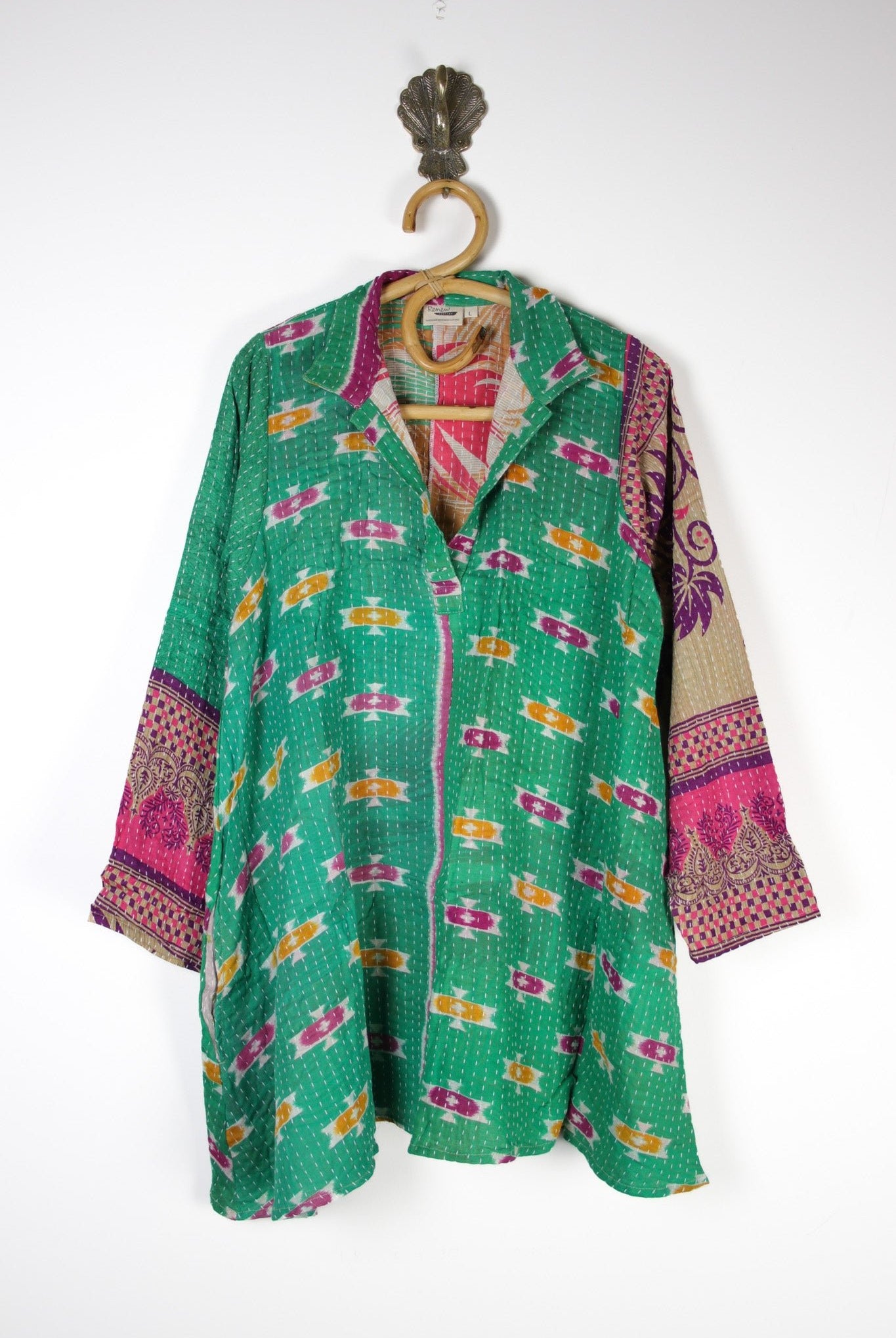 Poppy Kantha Tunic L (15353) PoppyTunicLRenewVintage153531 Renew Bohemian Pty Ltd