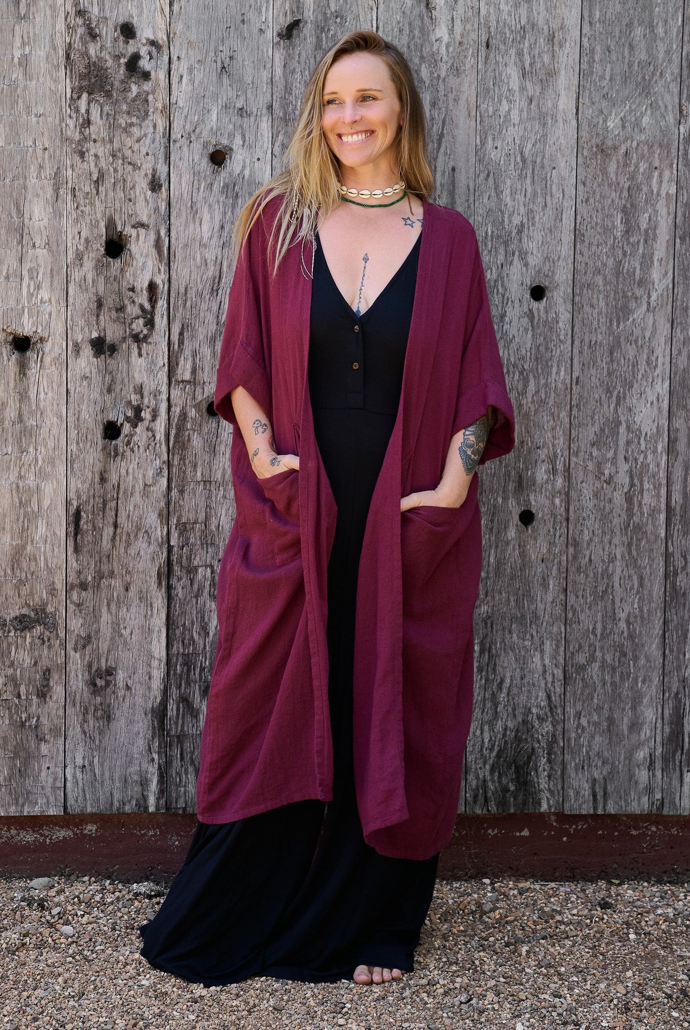 Flow Robe Maroon RenewBohemianBasicsBohemeblackFlowred1 Renew Bohemian Pty Ltd