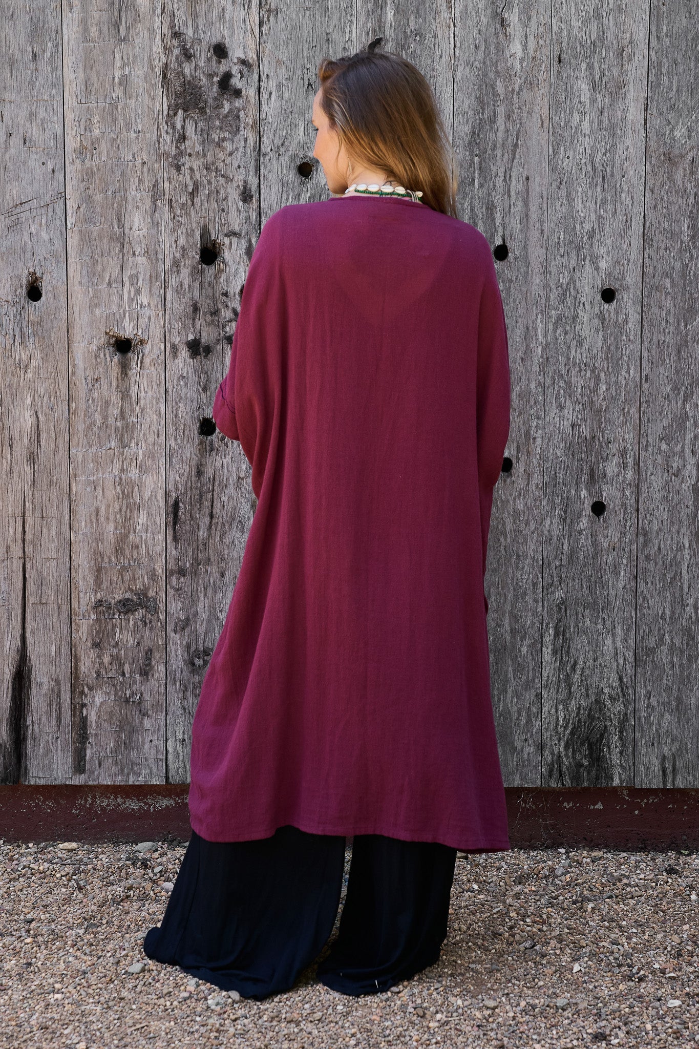 Flow Robe Maroon RenewBohemianBasicsBohemeblackFlowred3 Renew Bohemian Pty Ltd