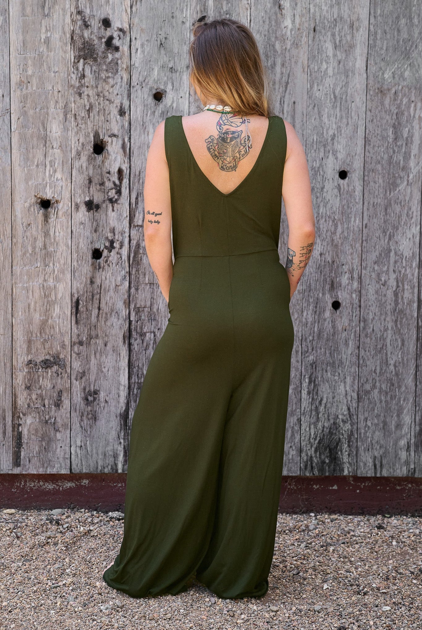 Boheme Jumpsuit Forest Green RenewBohemianBasicsBohemegreen3 Renew Bohemian Pty Ltd