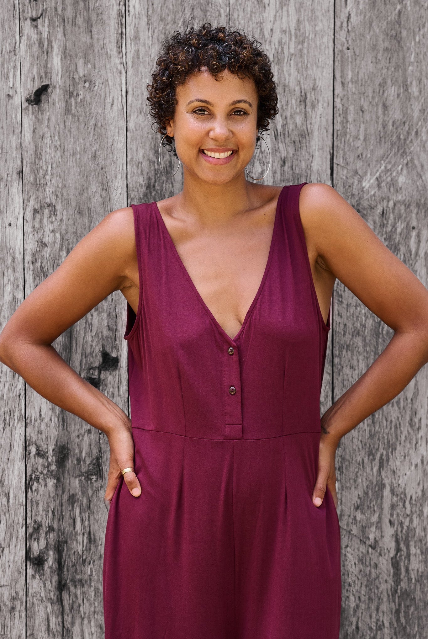 Boheme Jumpsuit Maroon RenewBohemianBasicsBohemered6 Renew Bohemian Pty Ltd