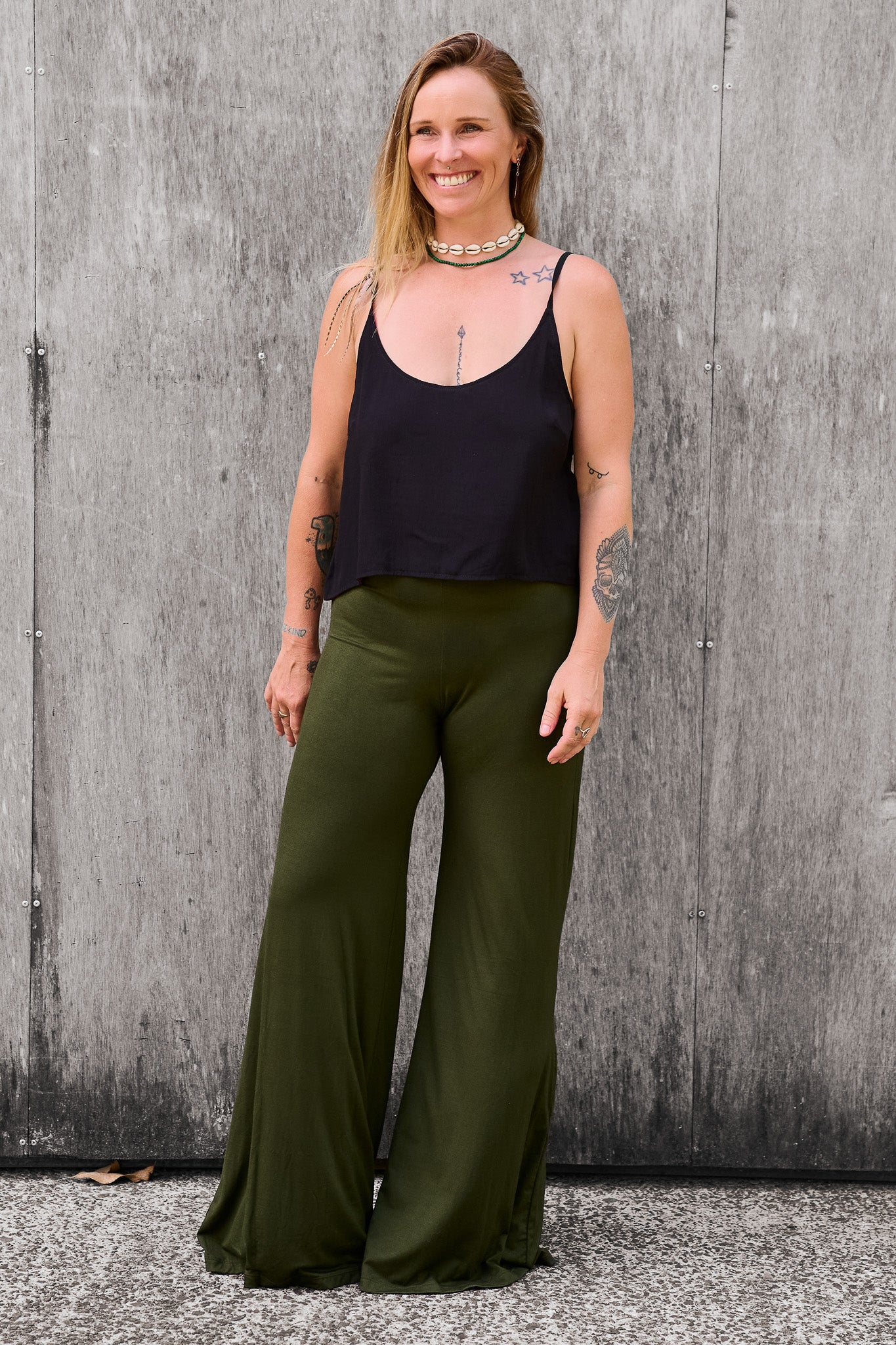 Palazzo Pants Forest Green RenewBohemianBasicsCamiblackPalazzogreen1_77d4b2eb-f738-405c-b840-de53c1461ea3 Renew Bohemian Pty Ltd