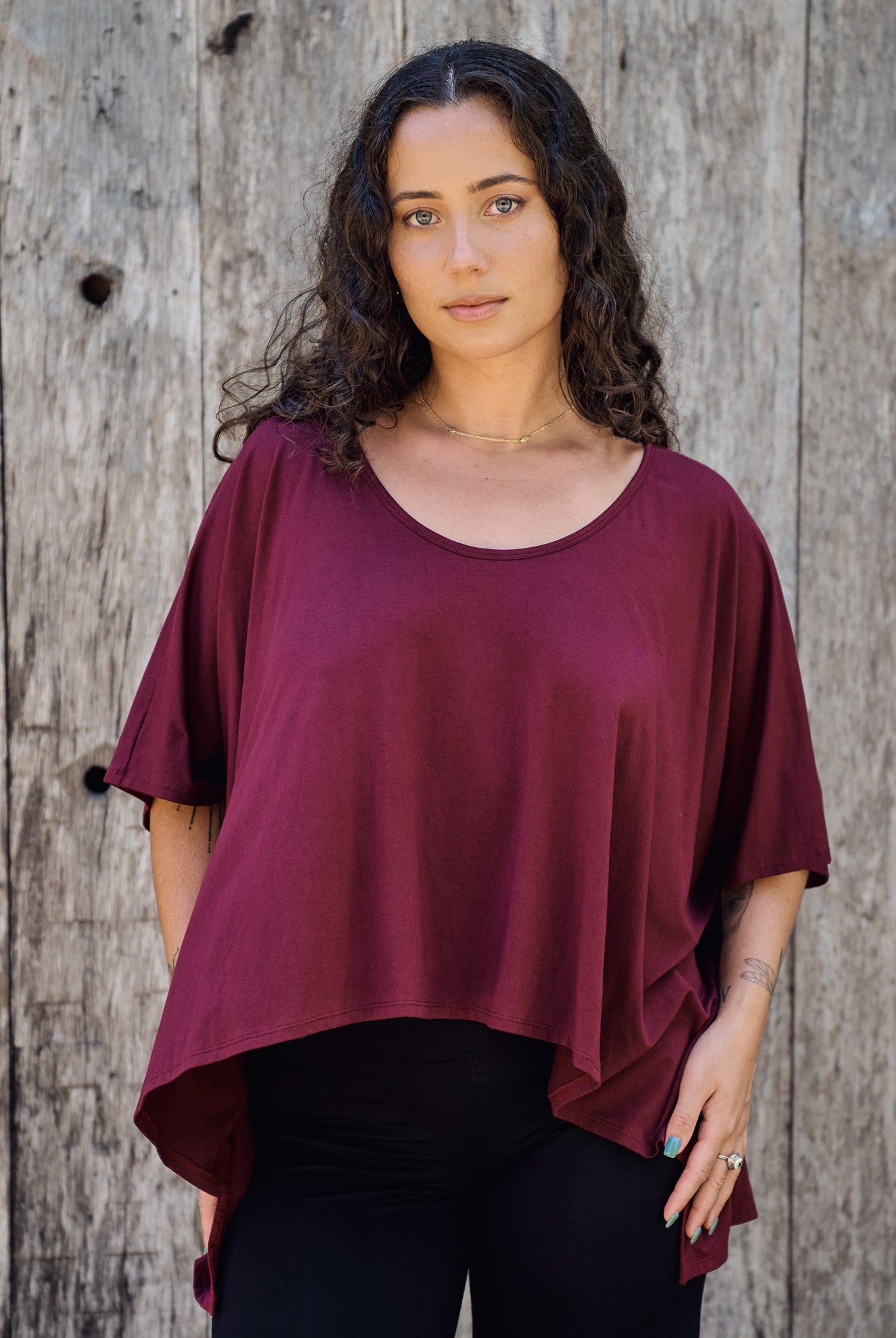 Dreamer Top Maroon RenewBohemianBasicsDreamerredPalazzoblack3 Renew Bohemian Pty Ltd