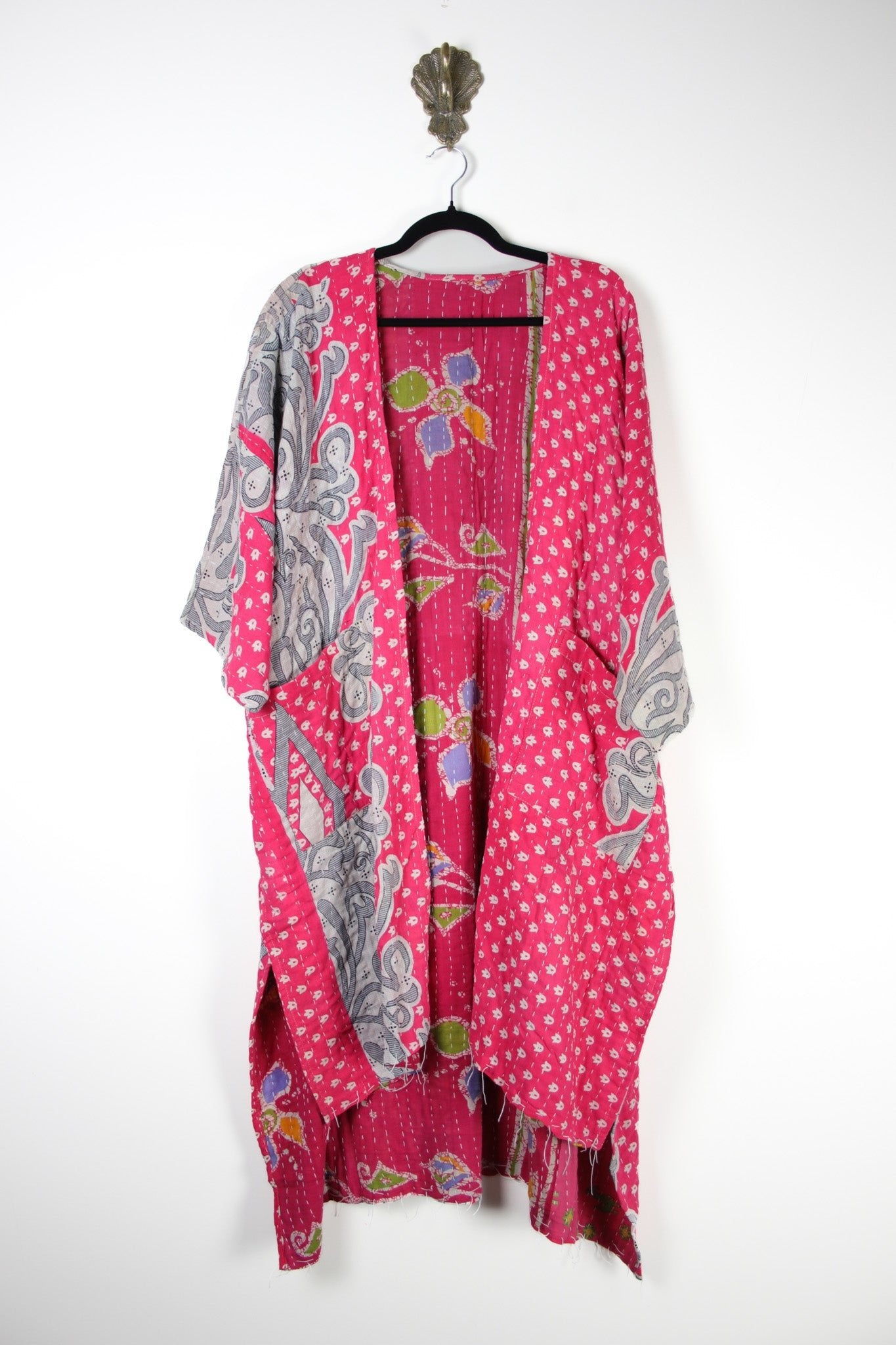 Kantha Ruana l/slv (17545) RuanaRenewVintage175451 Renew Bohemian Pty Ltd