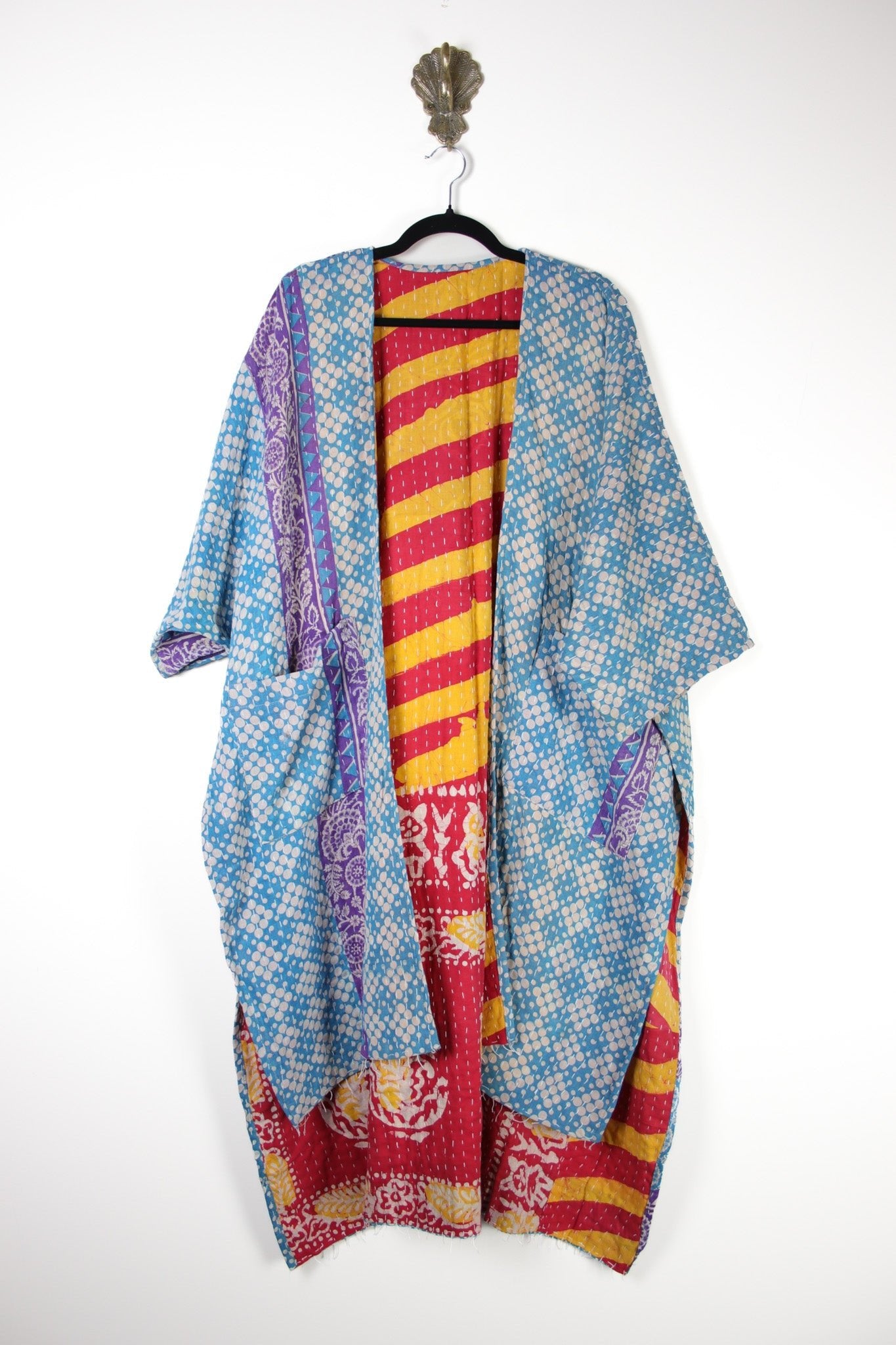 Kantha Ruana l/slv (17549) RuanaRenewVintage175491 Renew Bohemian Pty Ltd