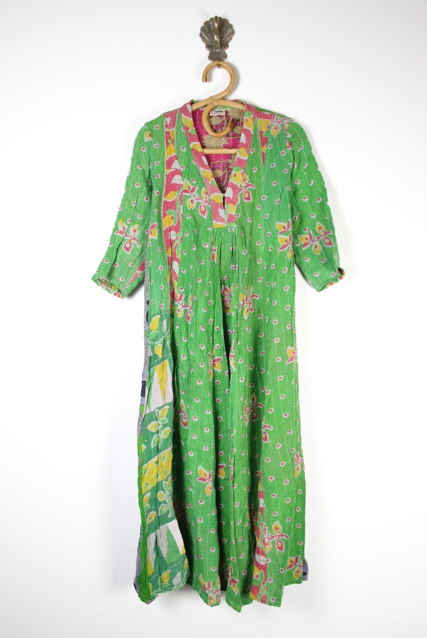 Selene Kantha Dress M (14805) SeleneKanthaDressMRenewVintage148051 Renew Bohemian Pty Ltd