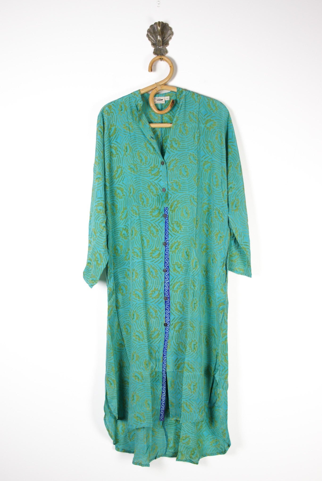 Jasmine Silk Shirtdress XL (13704) SilkShirtdressXLRenewVintage137041 Renew Bohemian Pty Ltd