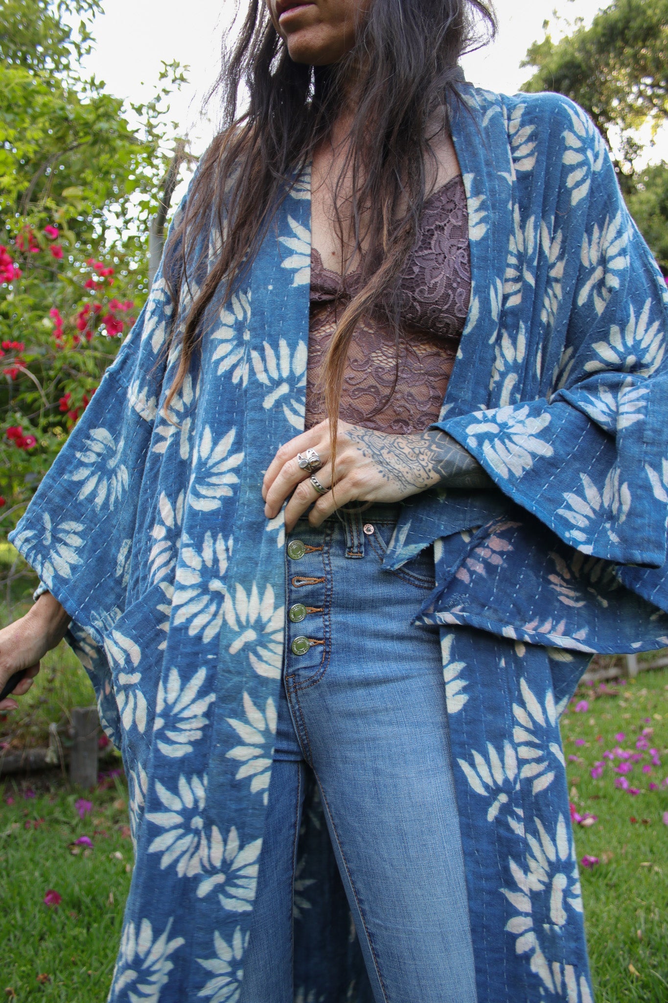 Stonewash Kantha Kimonos