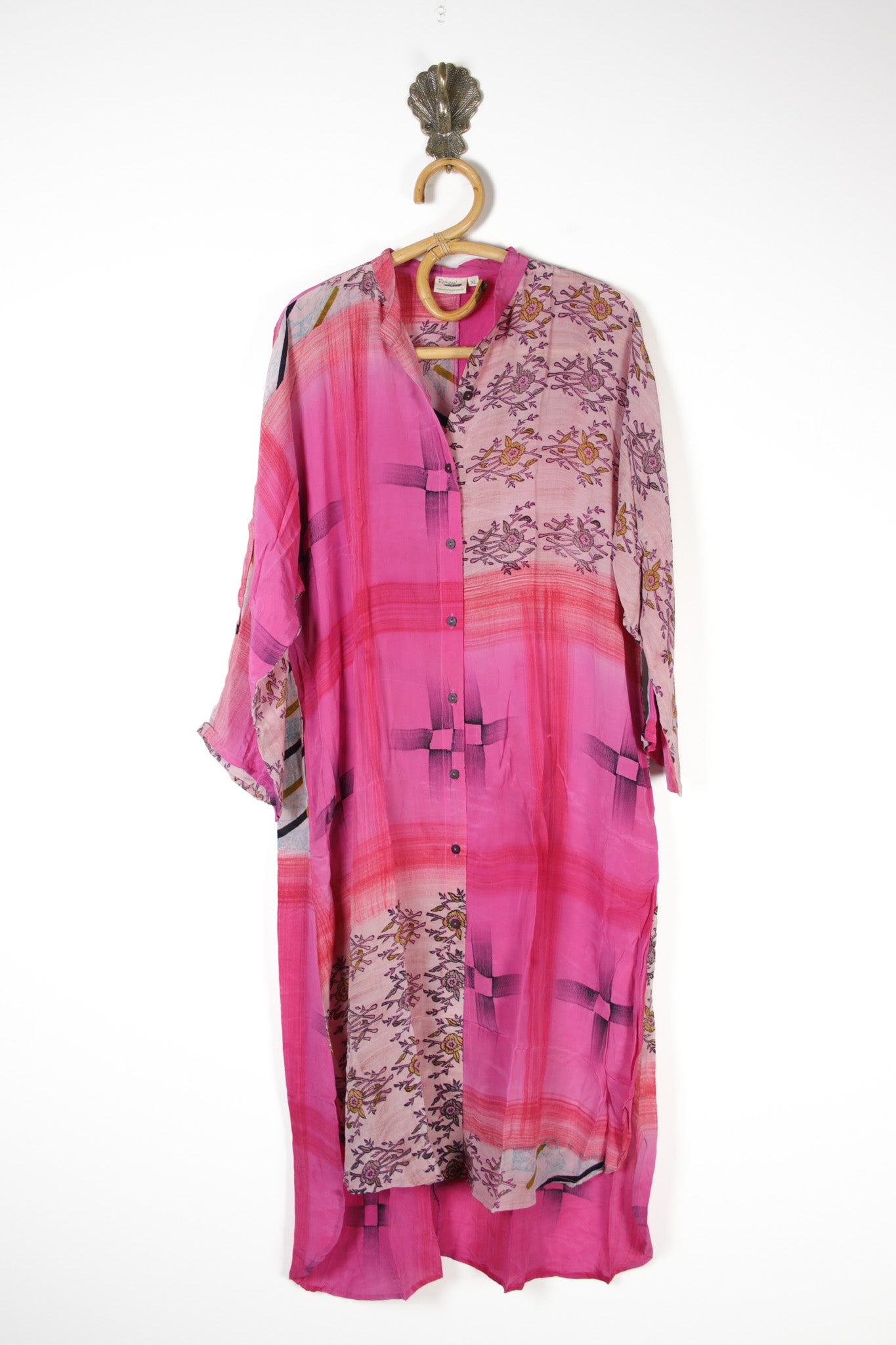 Jasmine Silk Shirtdress XL (13703) SilkShirtdressXLRenewVintage137031 Renew Bohemian Pty Ltd